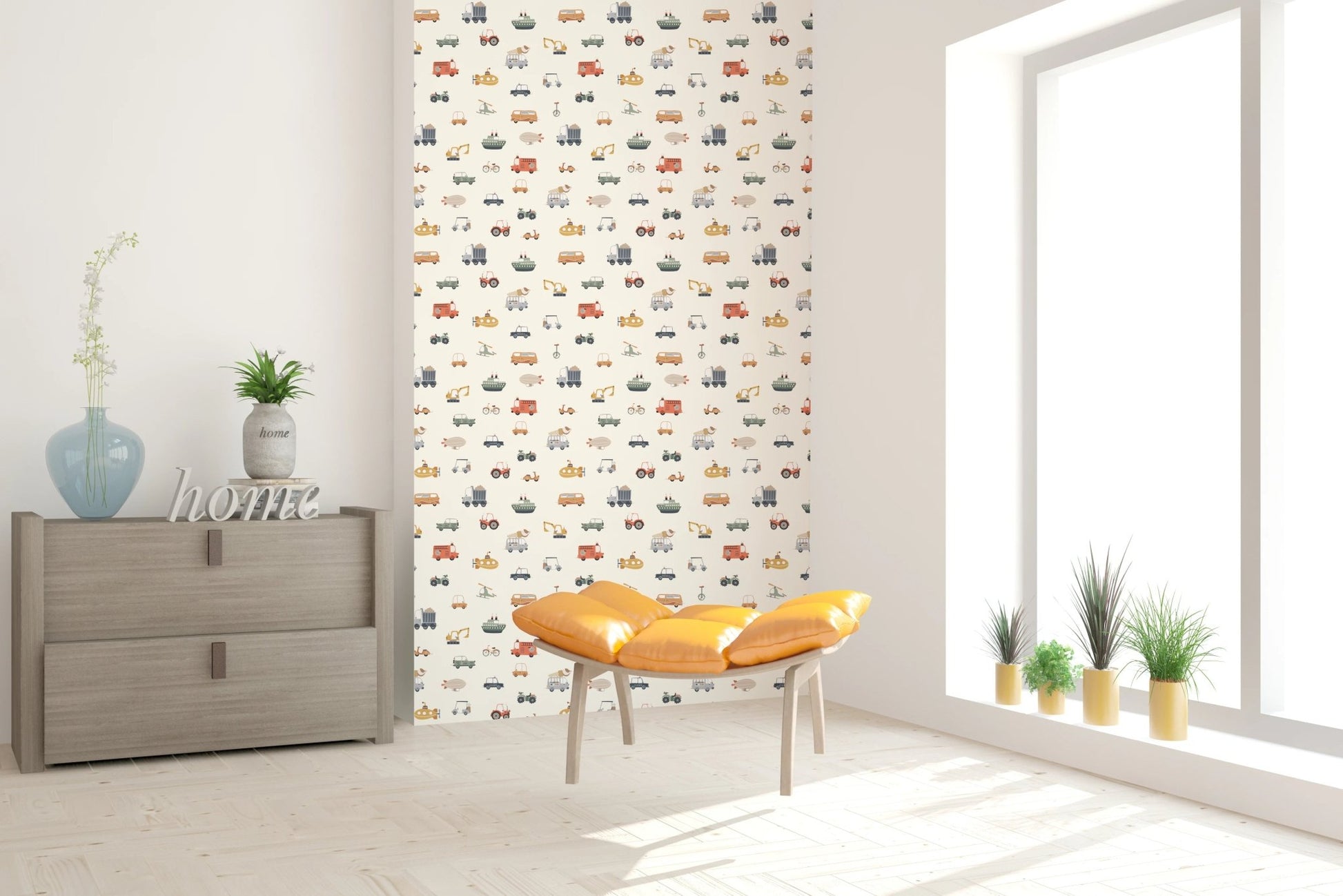 Small green tractor sketch in a playful children's style.