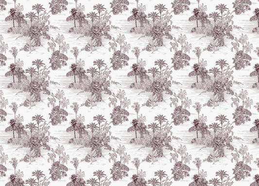 Etching Tropical Jungle Pattern Brown Toile Wallpaper