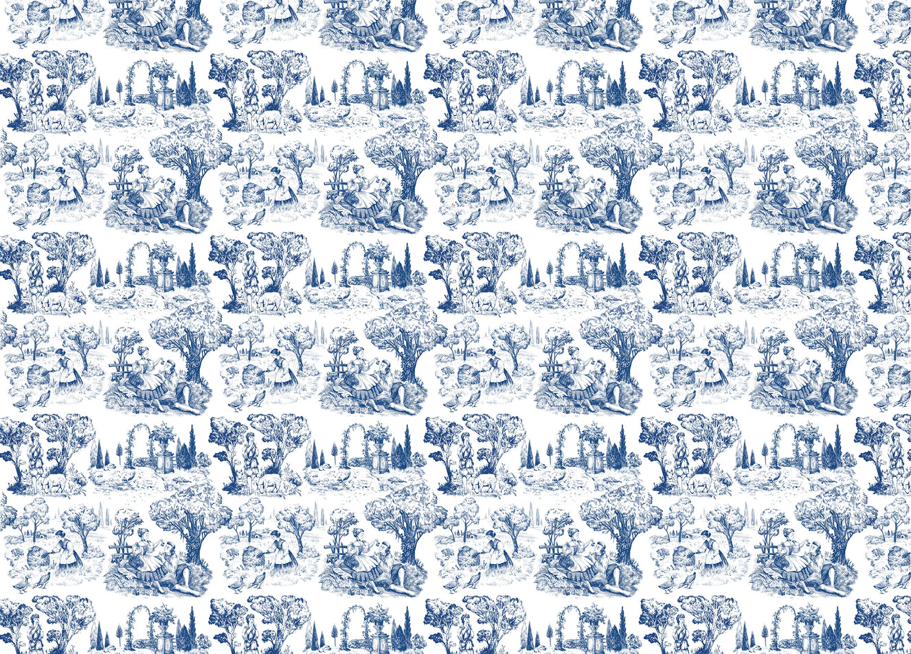 Toile De Jouy Illustration Nature Old French Wallpaper