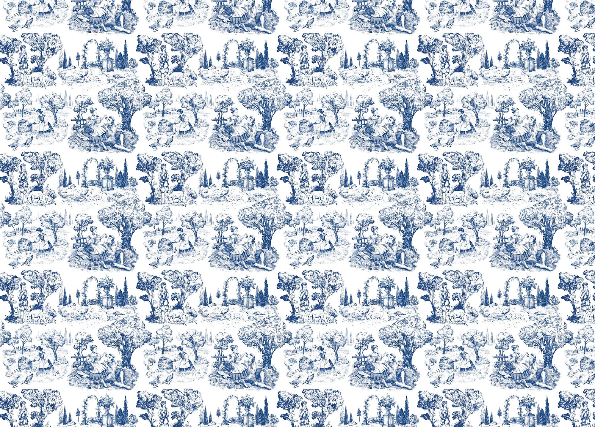 Toile De Jouy Illustration Nature Old French Wallpaper