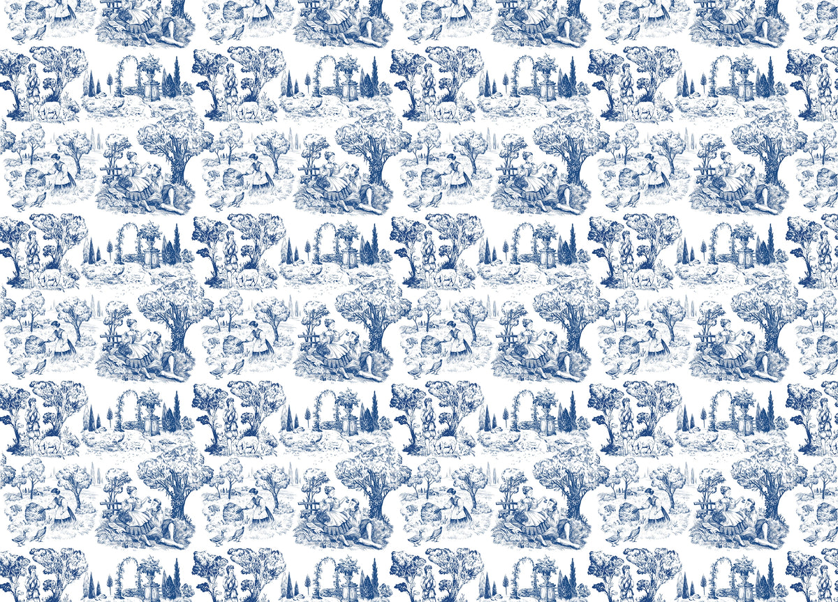 Toile De Jouy Illustration Nature Old French Wallpaper in your room — zoomed