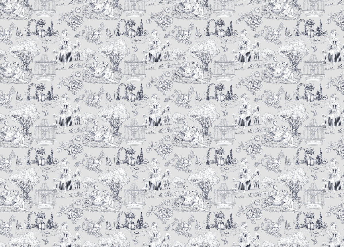 Grey Color Trees Digital Textile Pattern Toile Wallpaper in your room