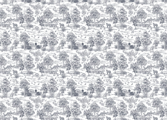 Vintage Trees and Leopard Pattern Wallpaper