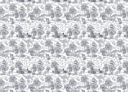 Vintage Trees and Leopard Pattern Wallpaper