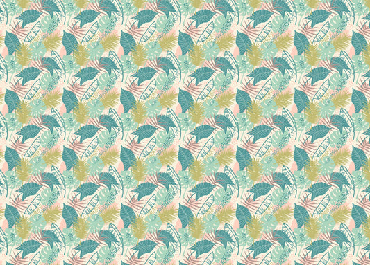 Colorful Tropical Plants Repeat Pattern Wallpaper