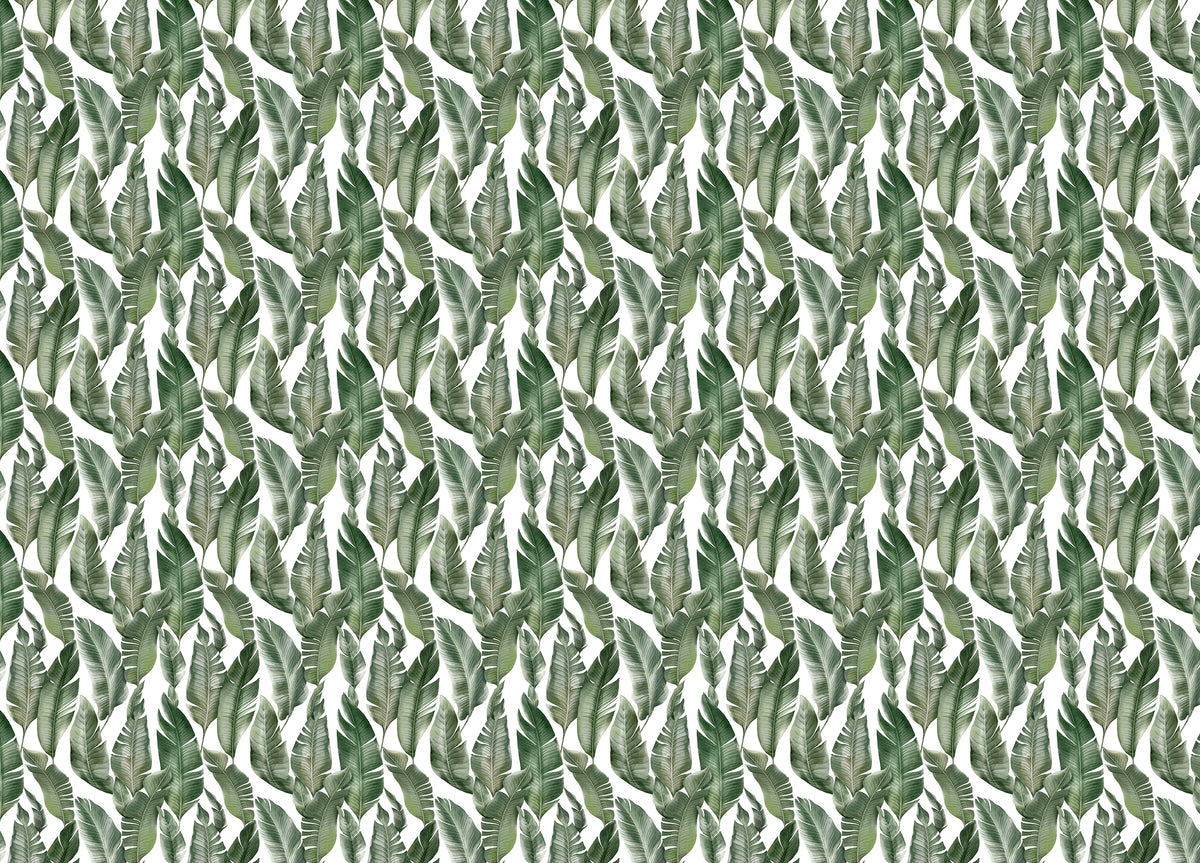 Watercolor Palm Green Leaves Wallpaper in your room — zoomed