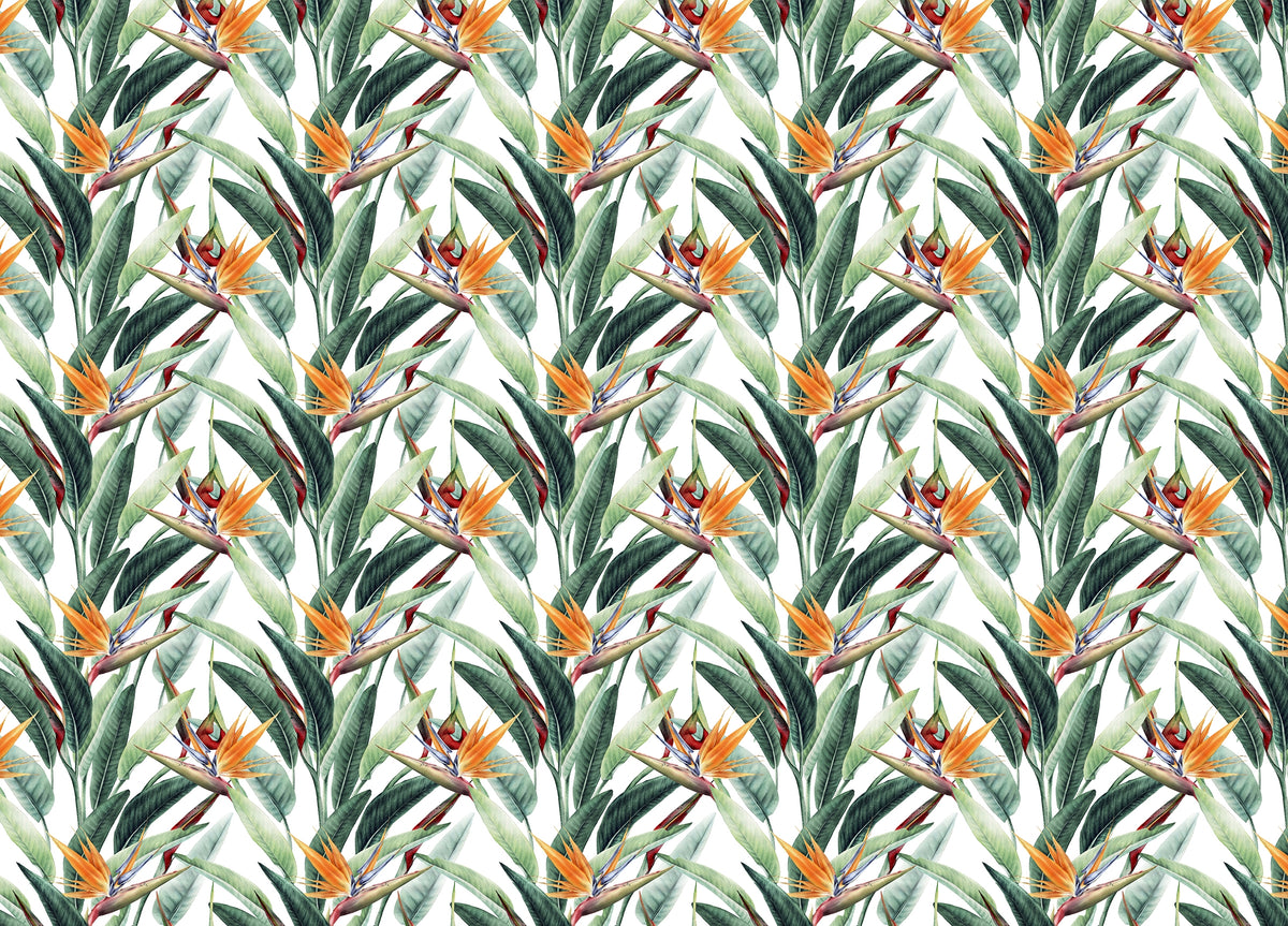 Seamless Floral Tropical Pattern Wallpaper in your room — zoomed