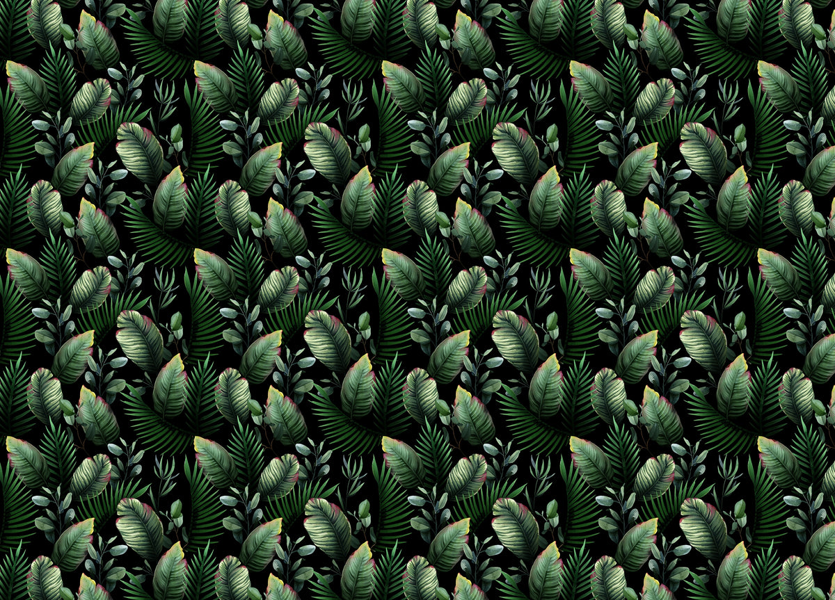 Watercolor Palm Tropical Leaf Green Wallpaper in your room