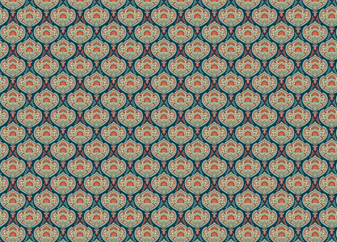 Traditional Motifs Vertical Lines Background Floral Wallpaper