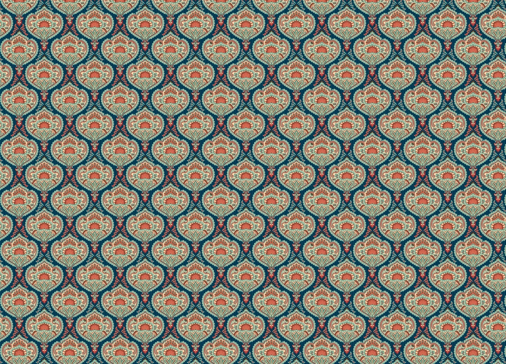 Traditional Motifs Vertical Lines Background Floral Wall mural featuring small flower motifs in rows.