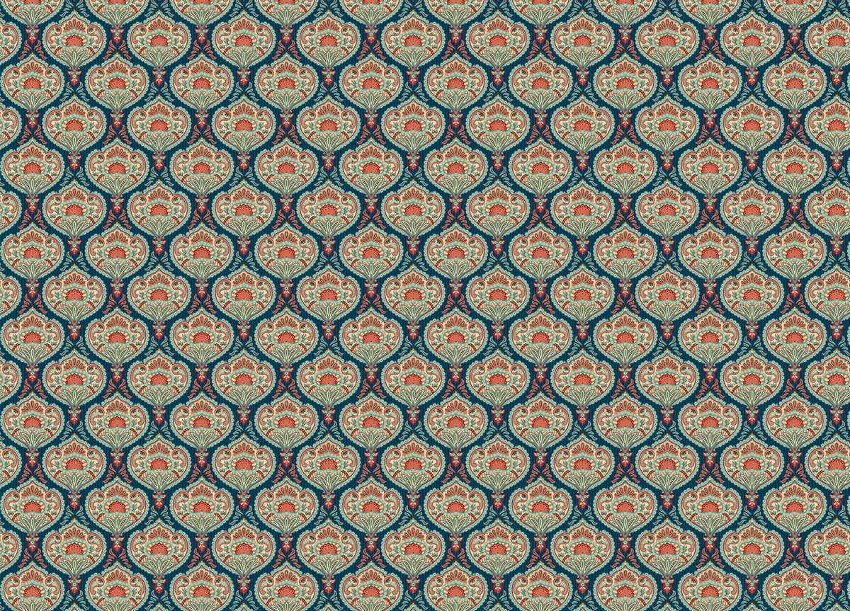 Traditional Motifs Vertical Lines Background Floral Wall mural featuring small flower motifs in rows.