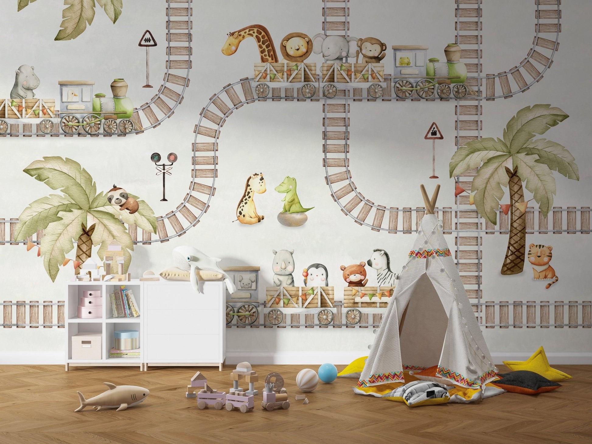 Train Travels Wallpaper Mural - Wallanza