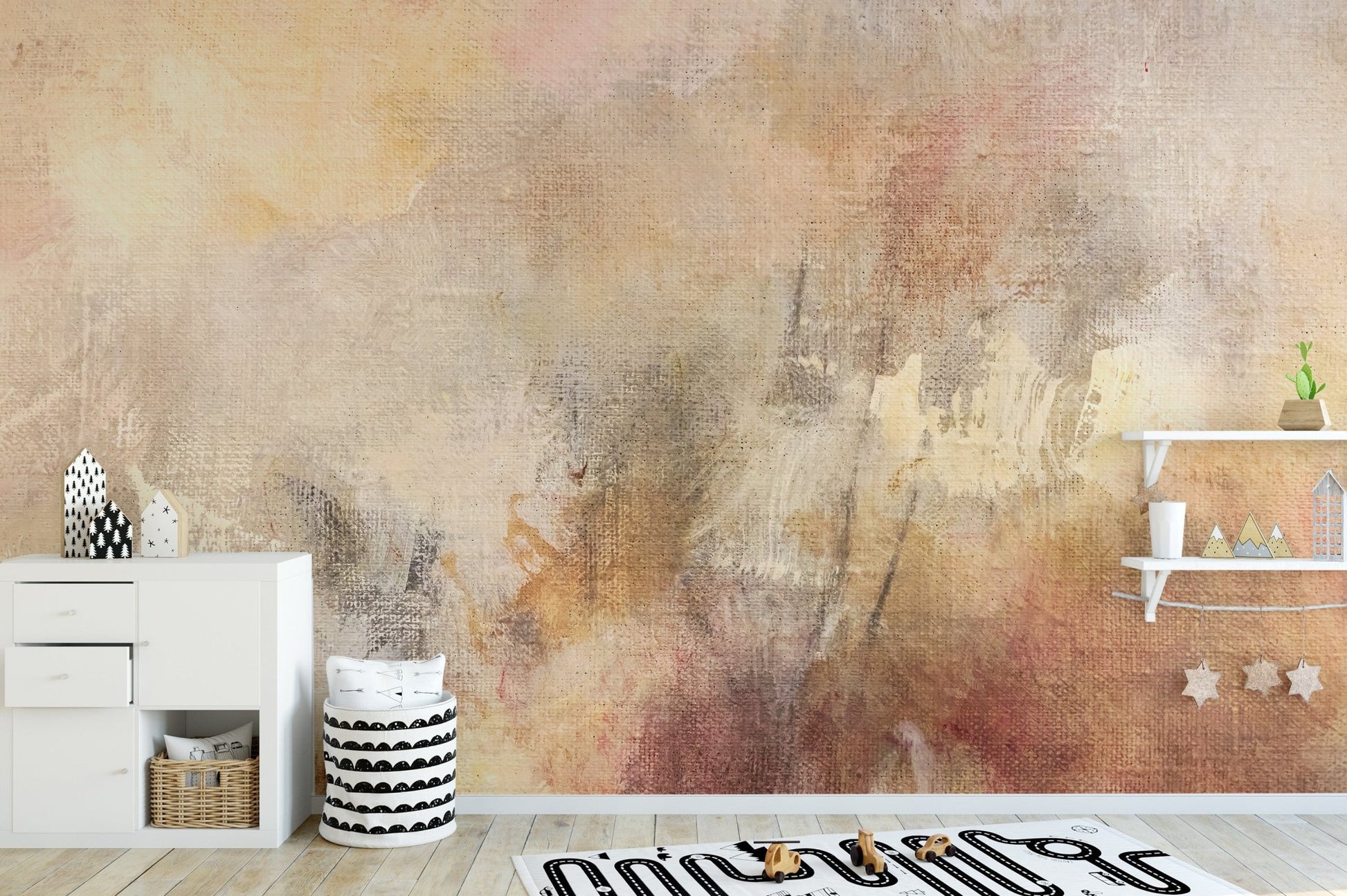 Earthy gradient wall mural with subtle texture detailing.