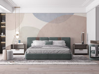 Modern geometric wall mural in muted pastel color wallpaper design.