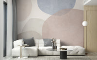 Scandinavian style geometric wall mural with subtle texture wallpaper.