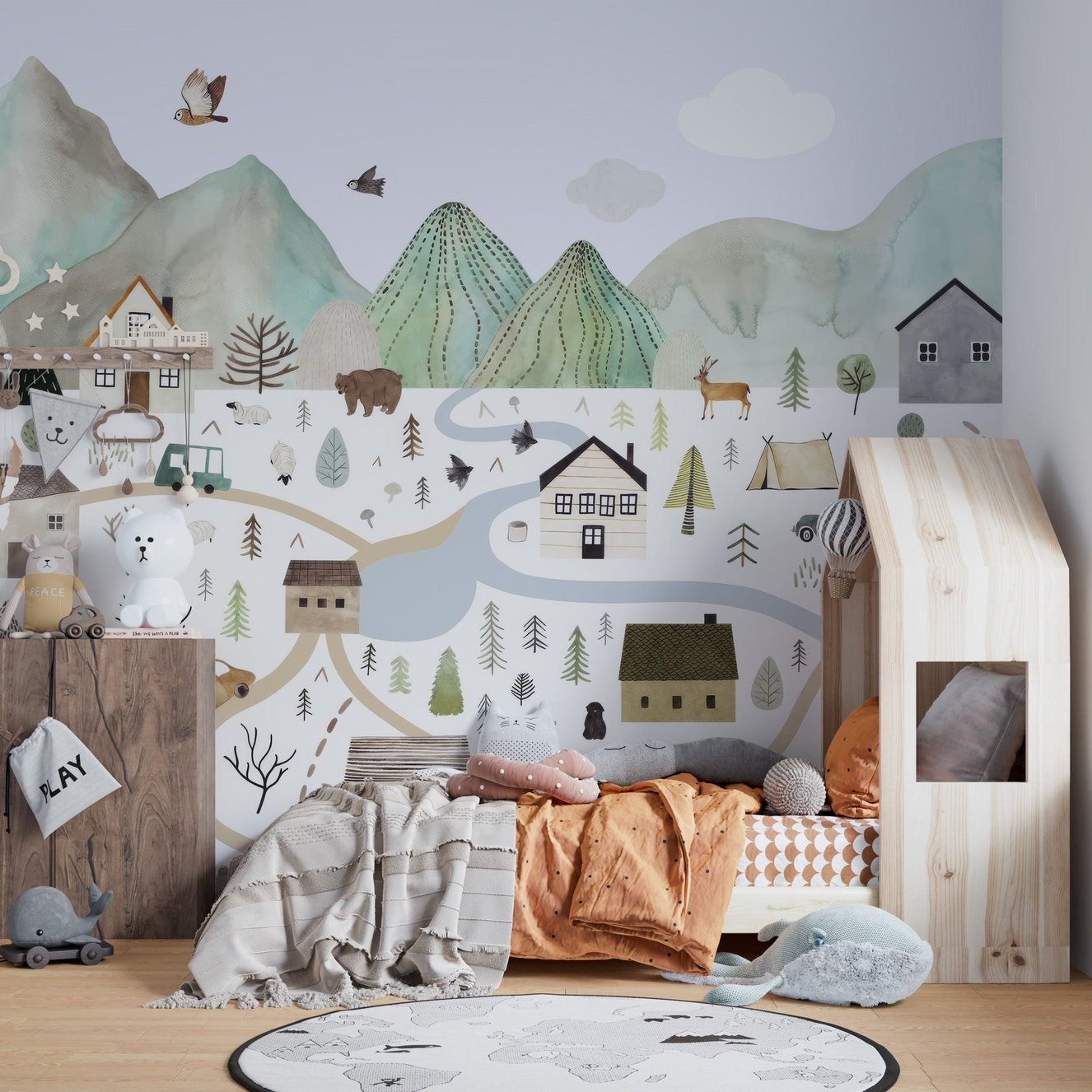 Tranquil Mountain Range Wall Mural - Wallanza