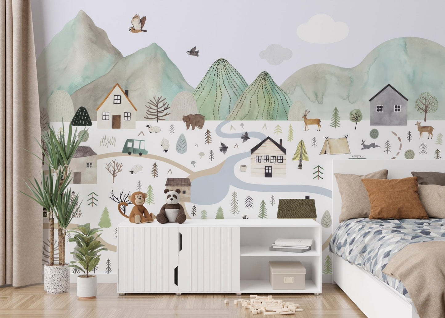 Tranquil Mountain Range Wall Mural - Wallanza