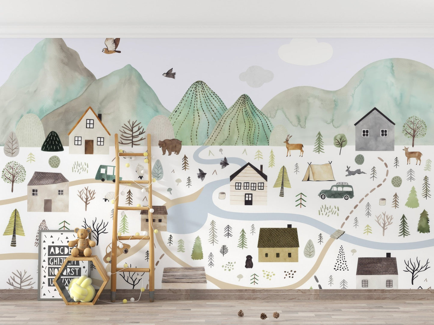 Tranquil Mountain Range Wall Mural - Wallanza