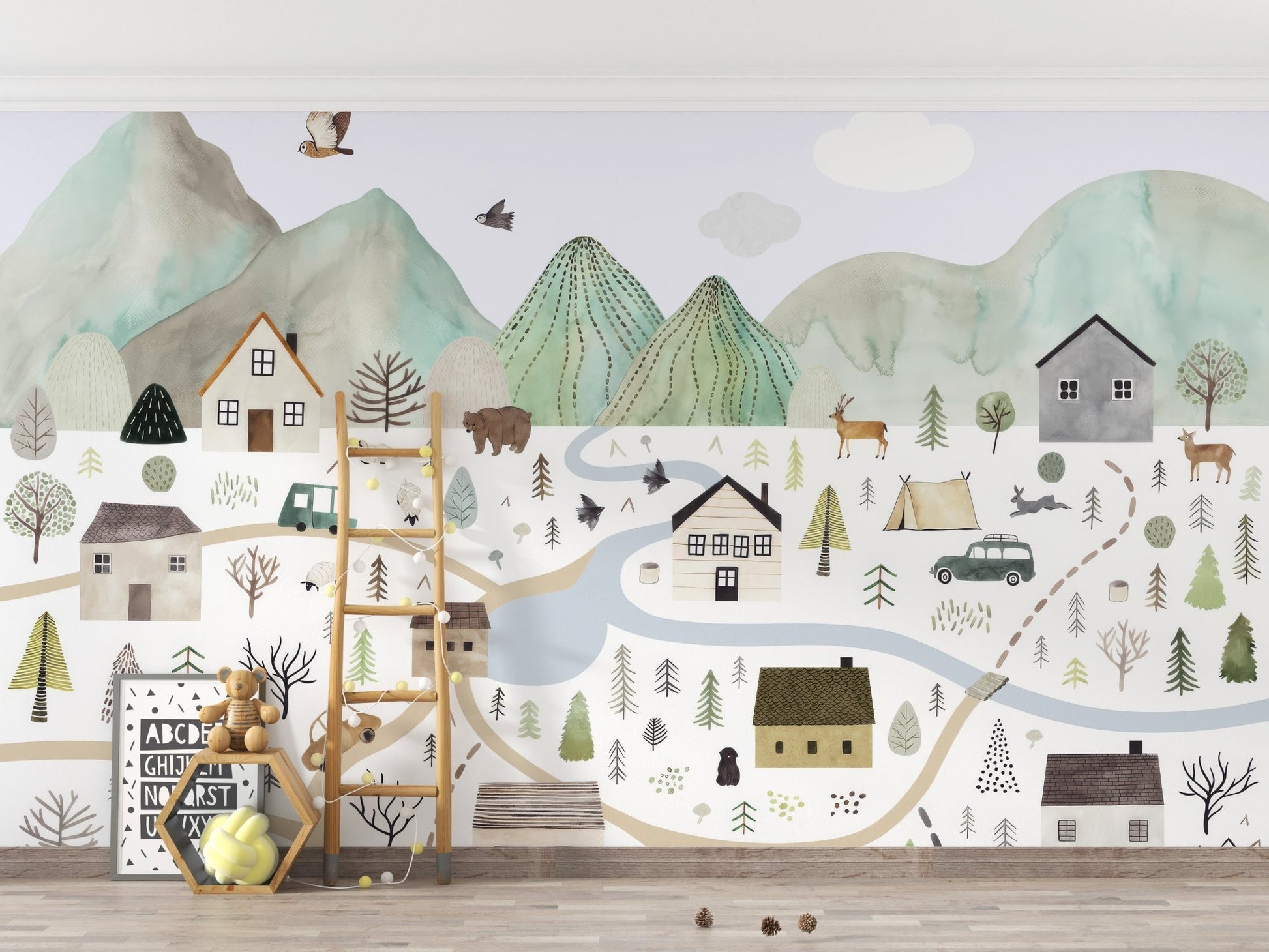 Tranquil Mountain Range Wall Mural - Wallanza
