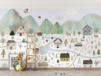 Tranquil Mountain Range Wall Mural - Wallanza