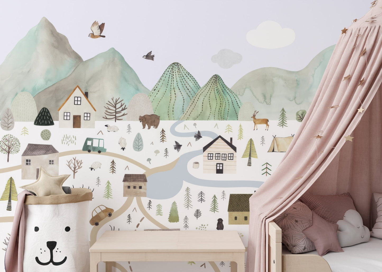 Tranquil Mountain Range Wall Mural - Wallanza