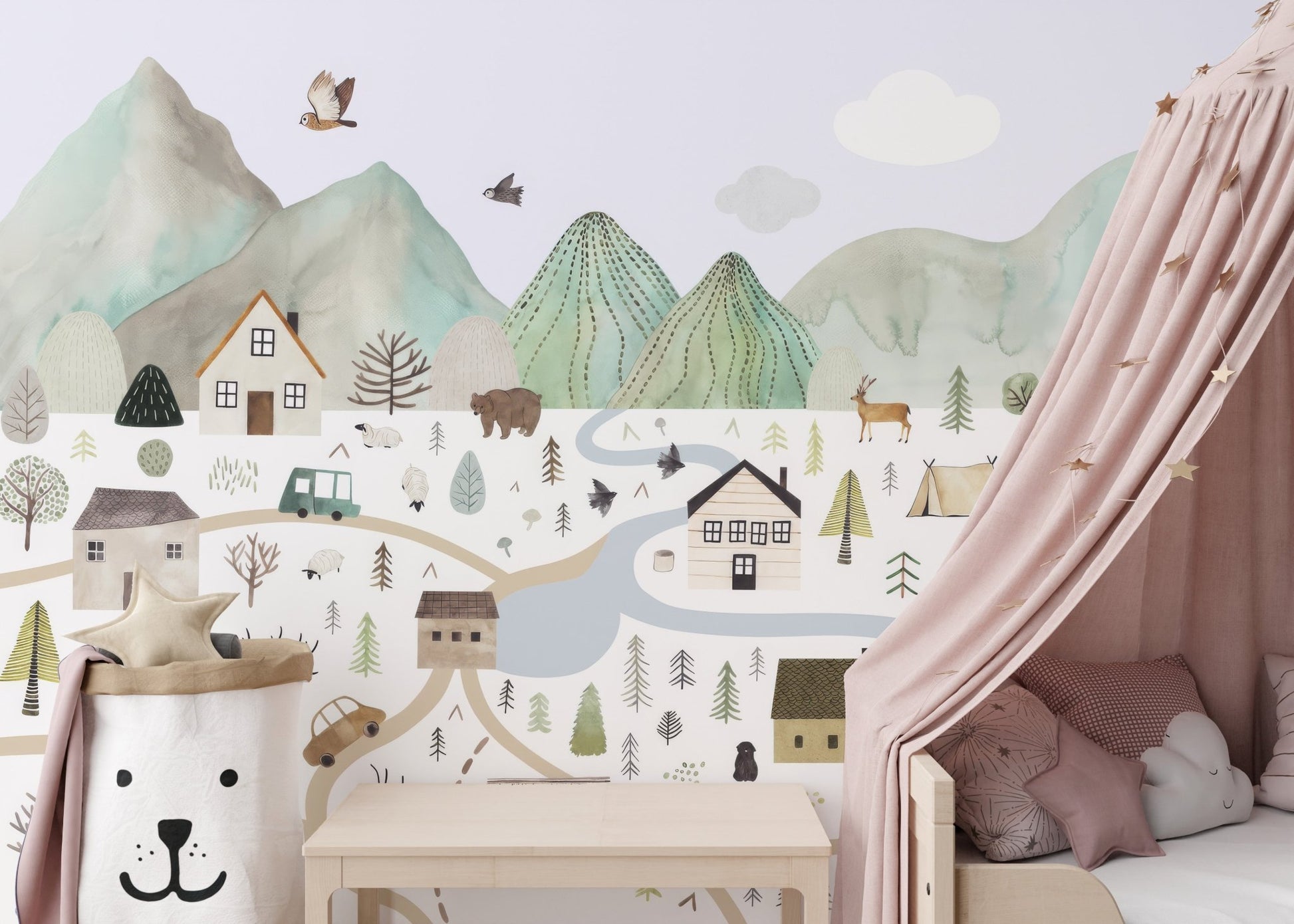 Tranquil Mountain Range Wall Mural - Wallanza