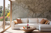 Predator-inspired tree mural for daring and unique decor in sitting area.
