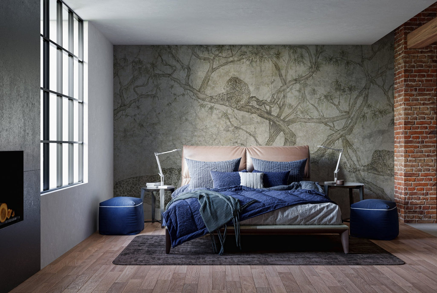 Tree of the Predator mural with striking removable design in bedroom.
