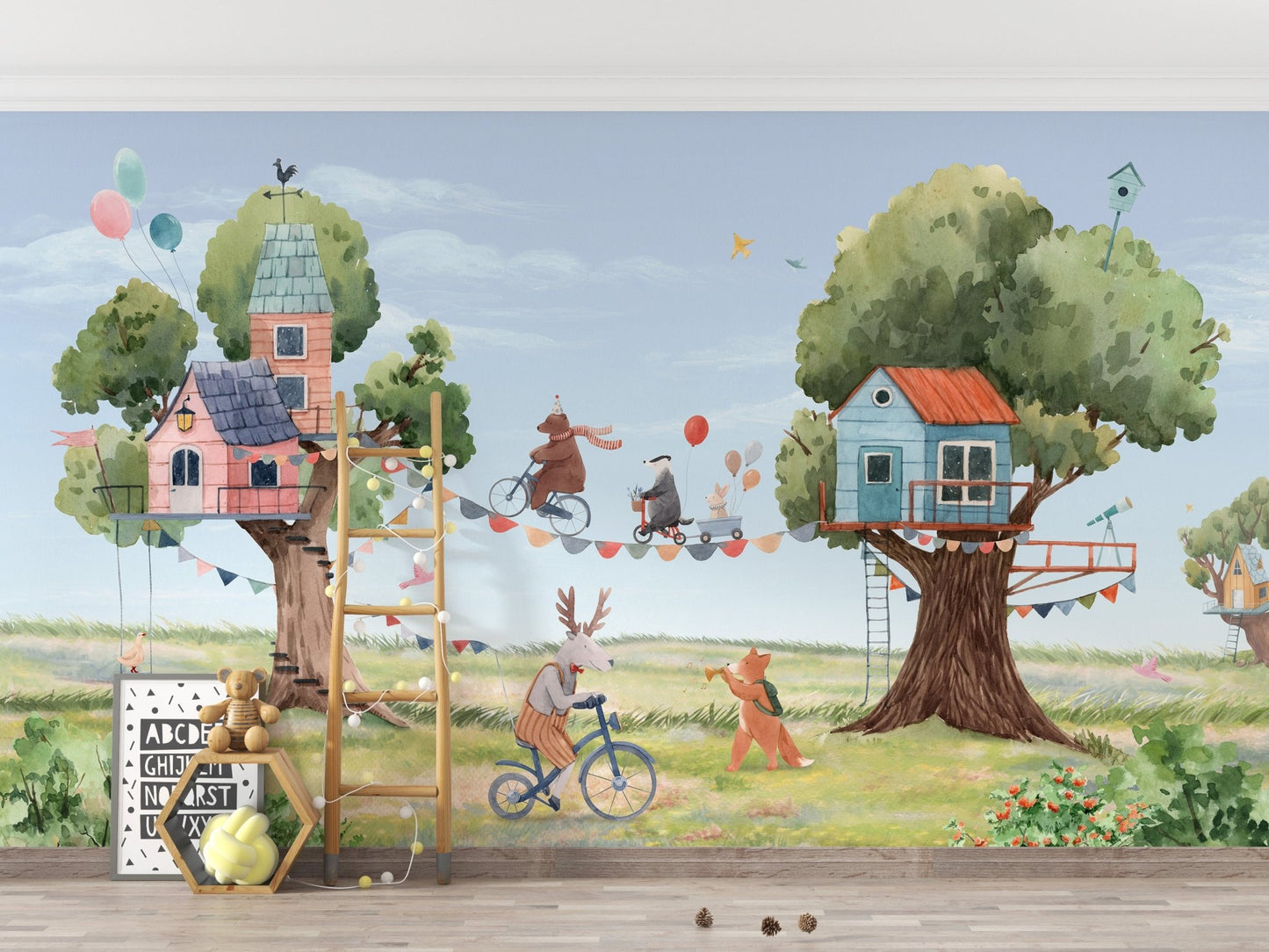 Treehouse Party Wallpaper for Kids Room - Wallanza