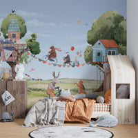 Treehouse Party Wallpaper for Kids Room - Wallanza