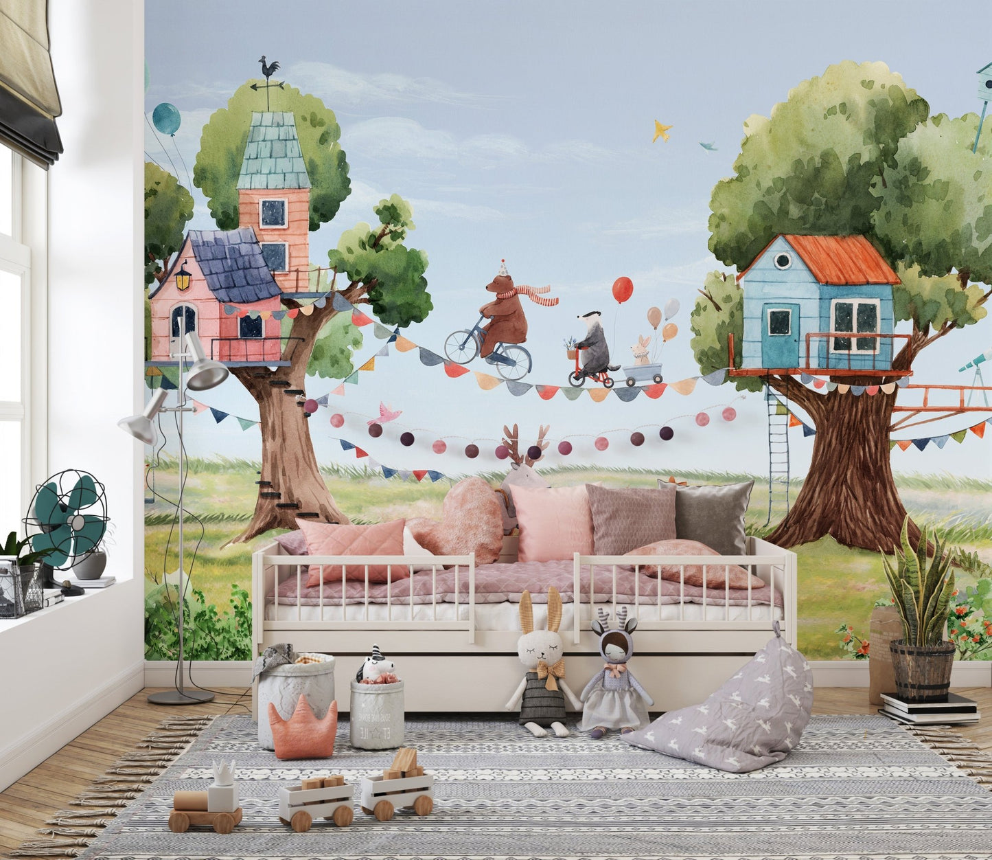 Treehouse Party Wallpaper for Kids Room - Wallanza