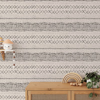 Nursery wall with wooden toys and Trendy Boho Abstract Watercolor Ethnic Wall mural