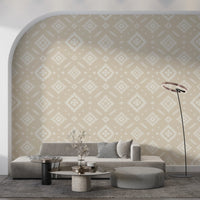Tribal peel and stick wallpaper with soft geometric pattern