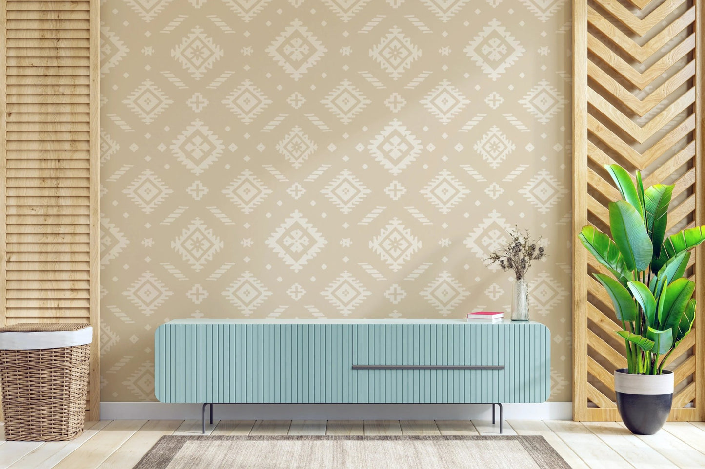 Tribal echoes peel and stick wallpaper pattern