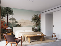 Mountain and tropical mural for peaceful vibes



