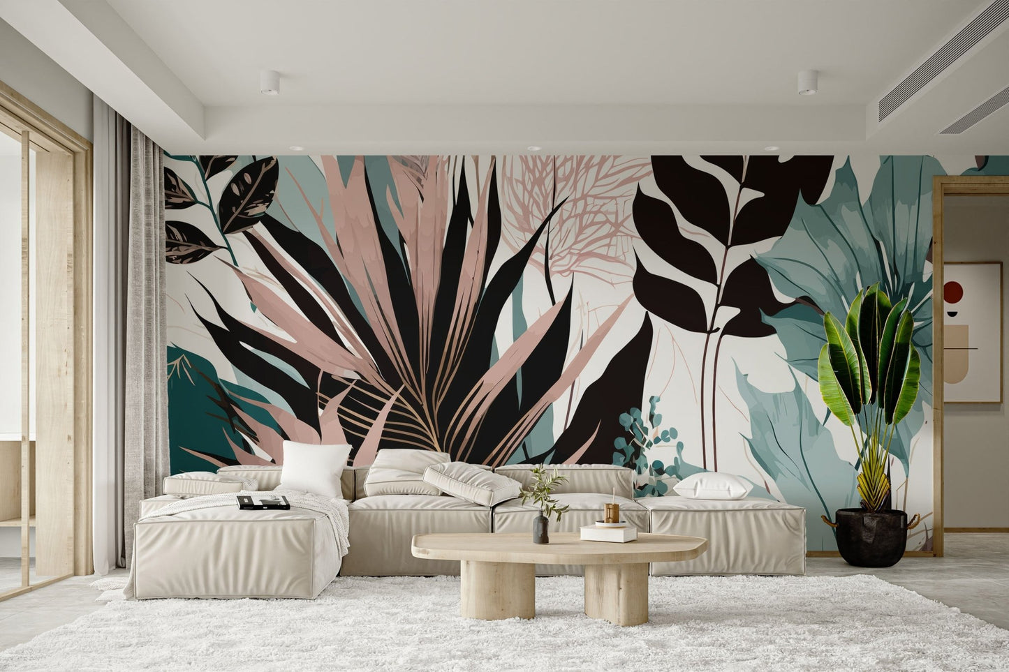 Tropical Abstract Leaf Wall Mural - Wallanza