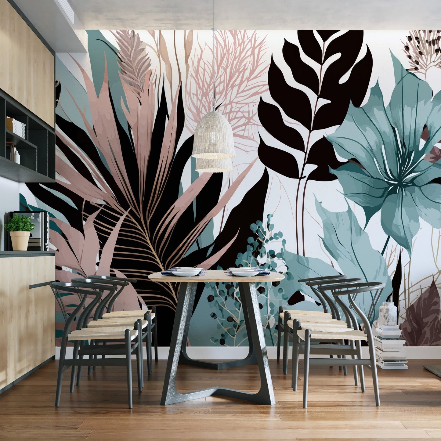 Tropical Abstract Leaf Wall Mural - Wallanza