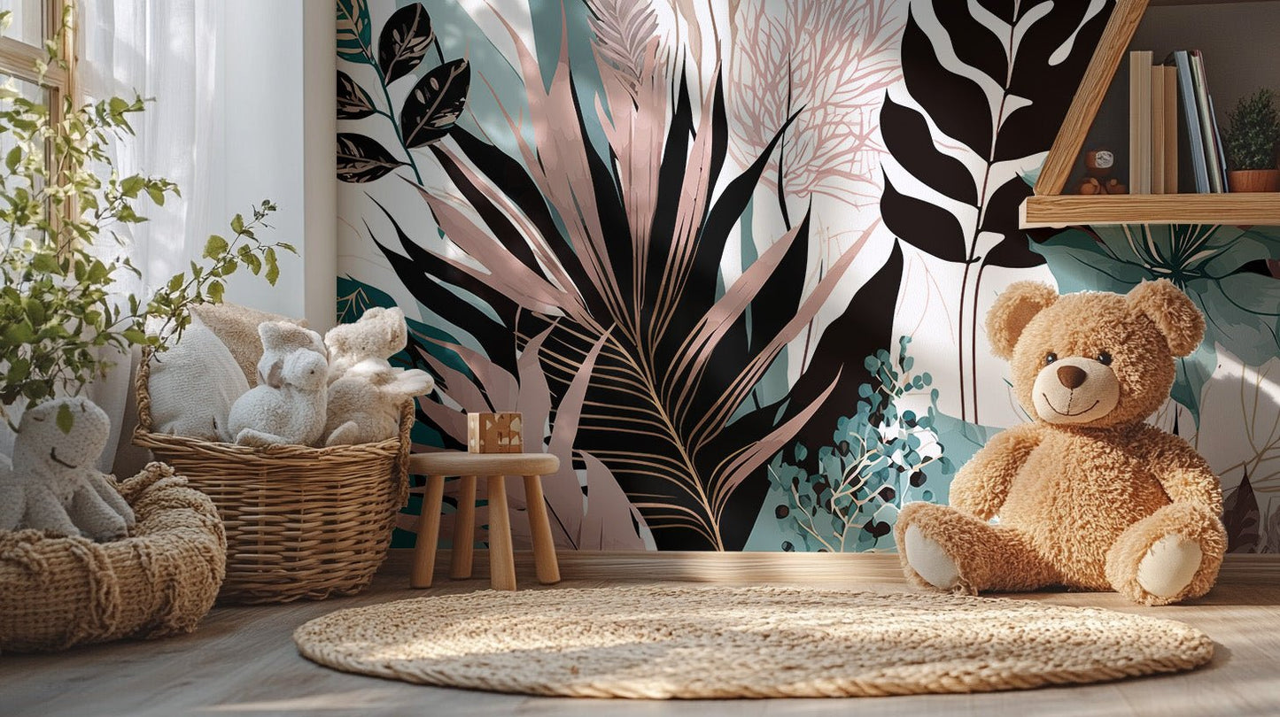 Tropical Abstract Leaf Wall Mural - Wallanza