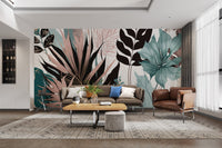Tropical Abstract Leaf Wall Mural - Wallanza