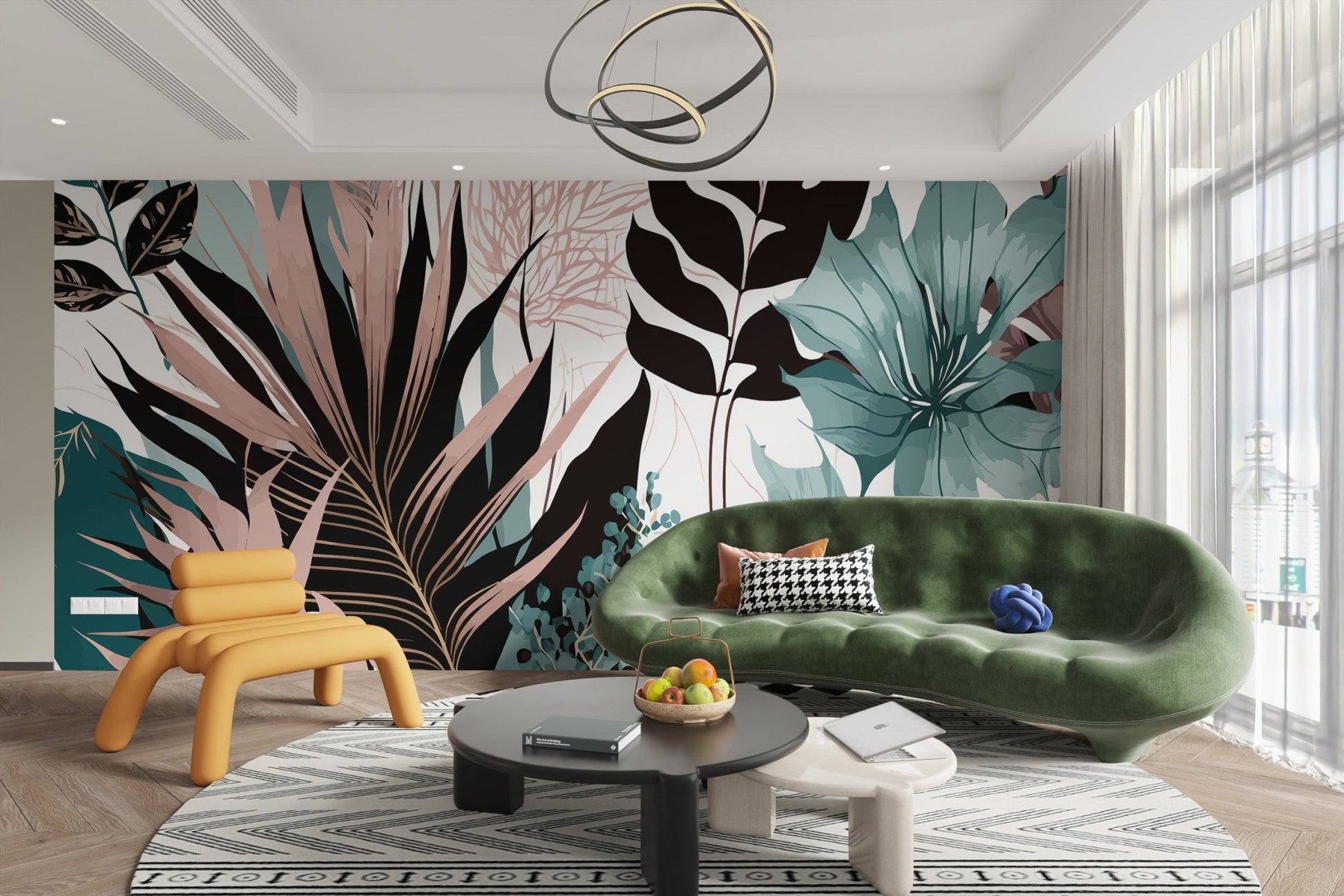 Tropical Abstract Leaf Wall Mural - Wallanza