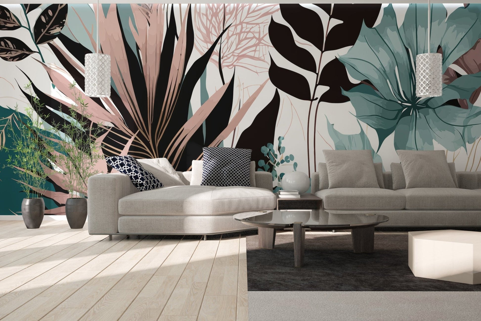 Tropical Abstract Leaf Wall Mural - Wallanza