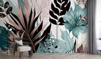 Tropical Abstract Leaf Wall Mural - Wallanza