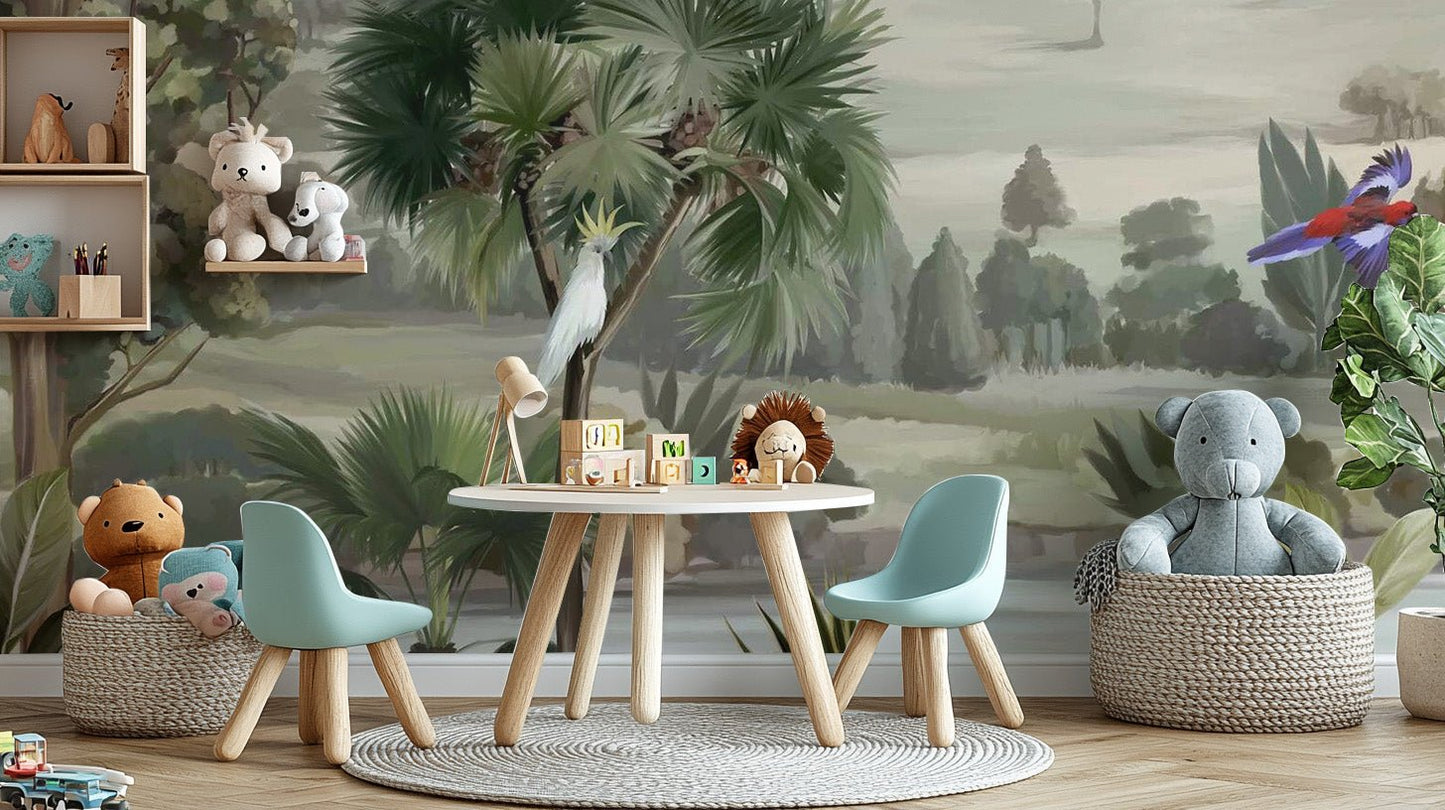 Tropical Birds Jungle Wall Mural - Wallanza