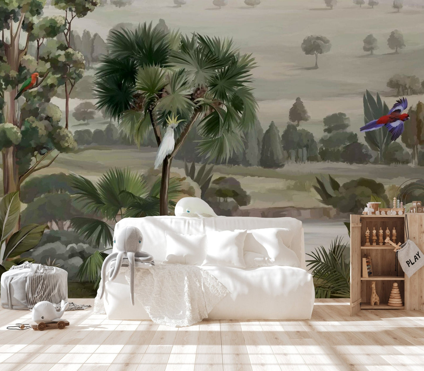 Tropical Birds Jungle Wall Mural - Wallanza