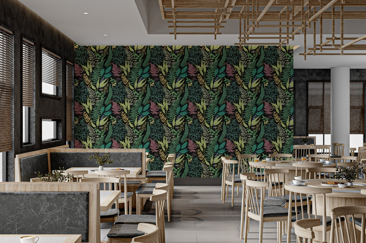 Vibrant botanical wallpaper with a tropical aesthetic