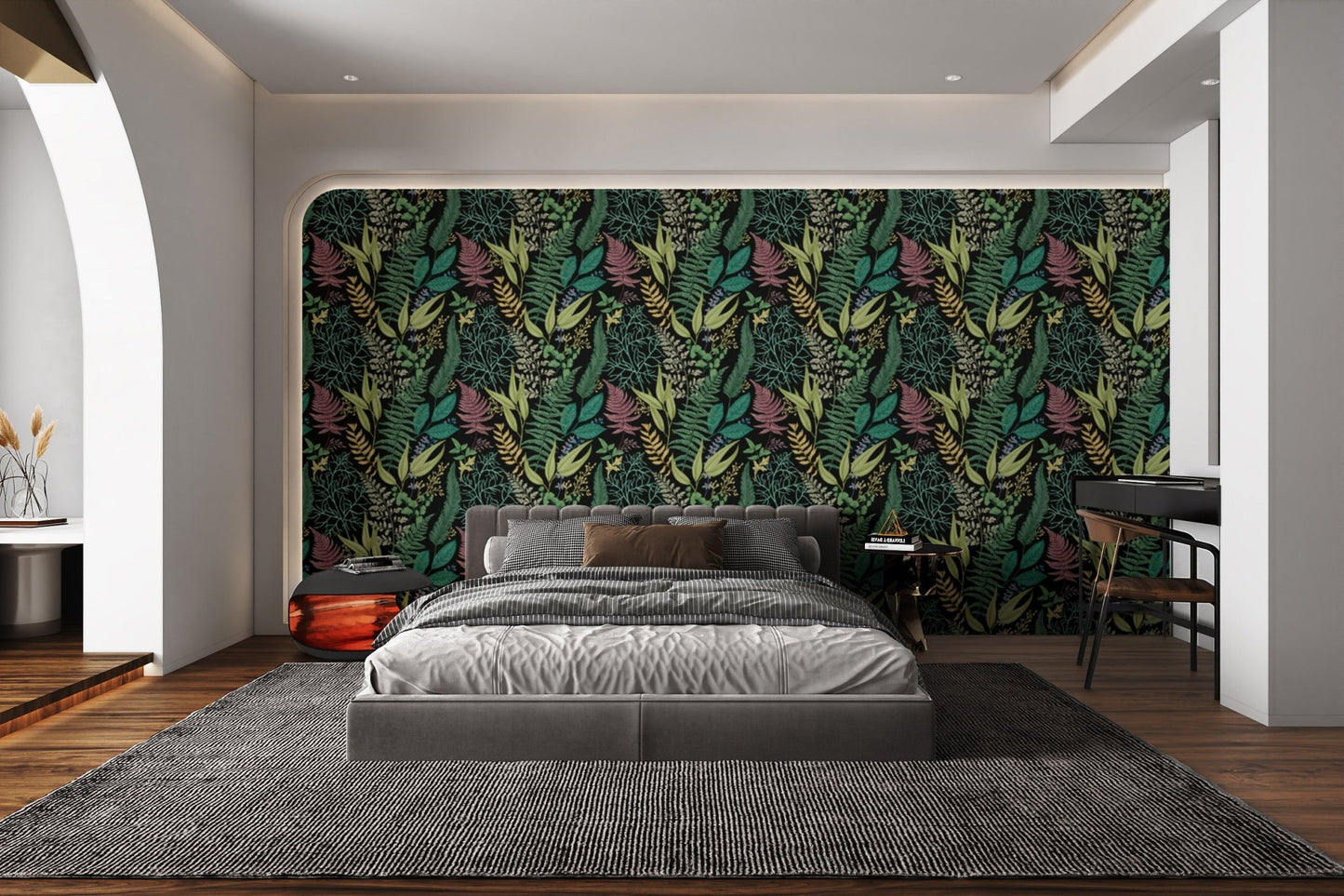 Botanical pattern wallpaper with tropical-inspired design
