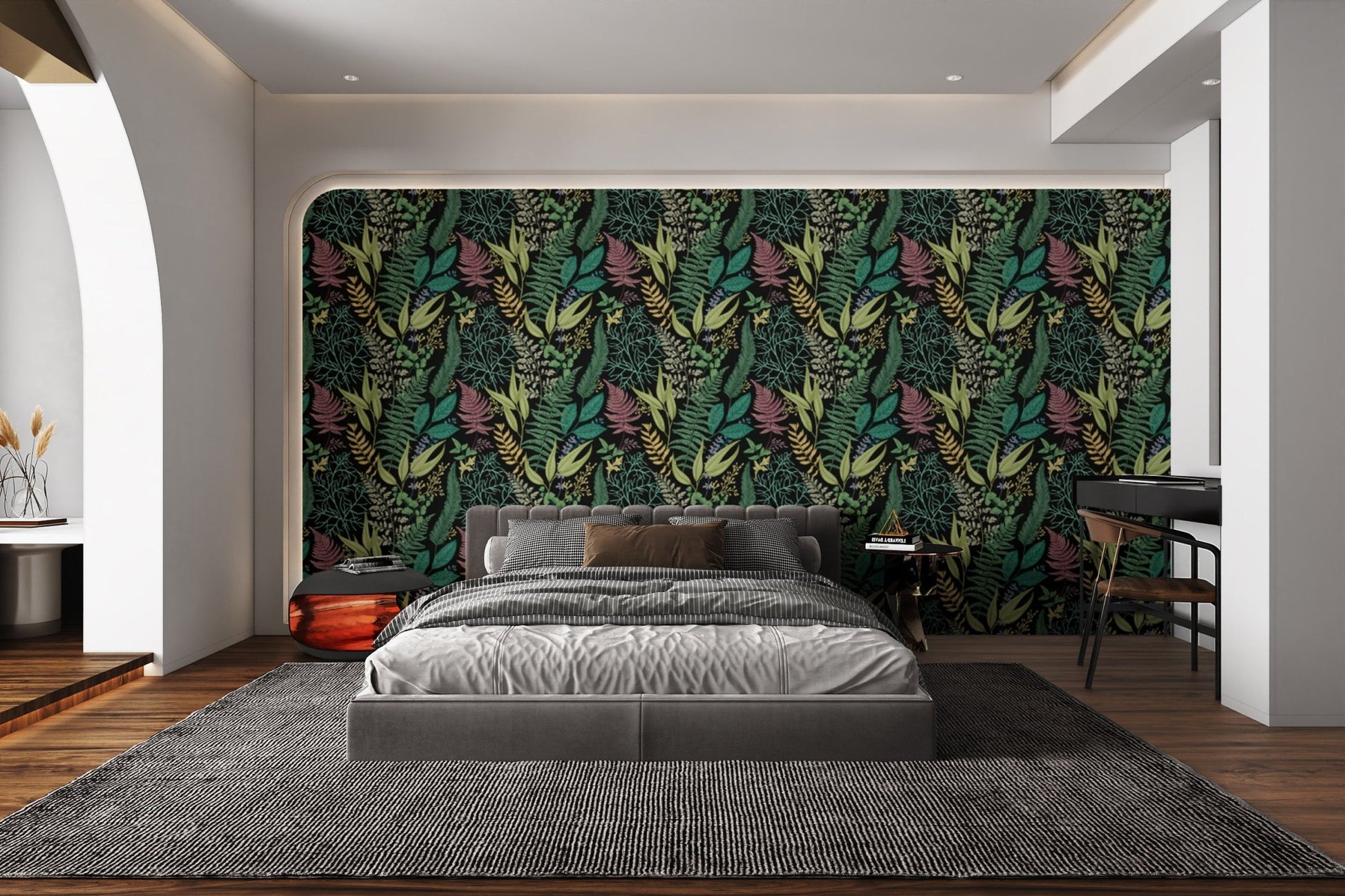 Botanical pattern wallpaper with tropical-inspired design