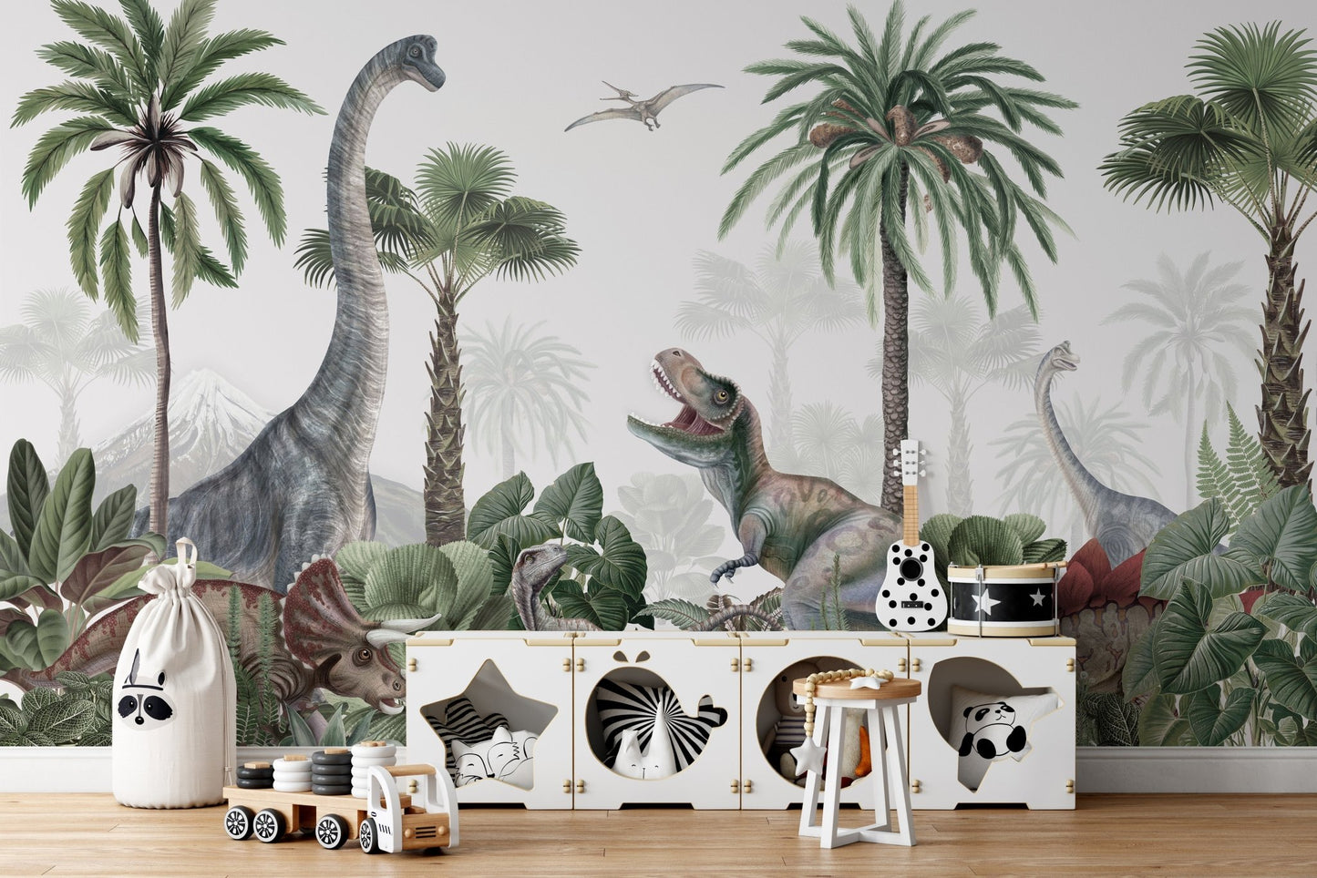 Tropical Dino Landscape Wall Mural - Wallanza