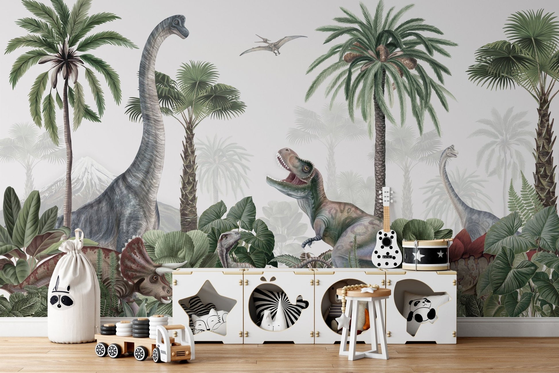 Tropical Dino Landscape Wall Mural - Wallanza