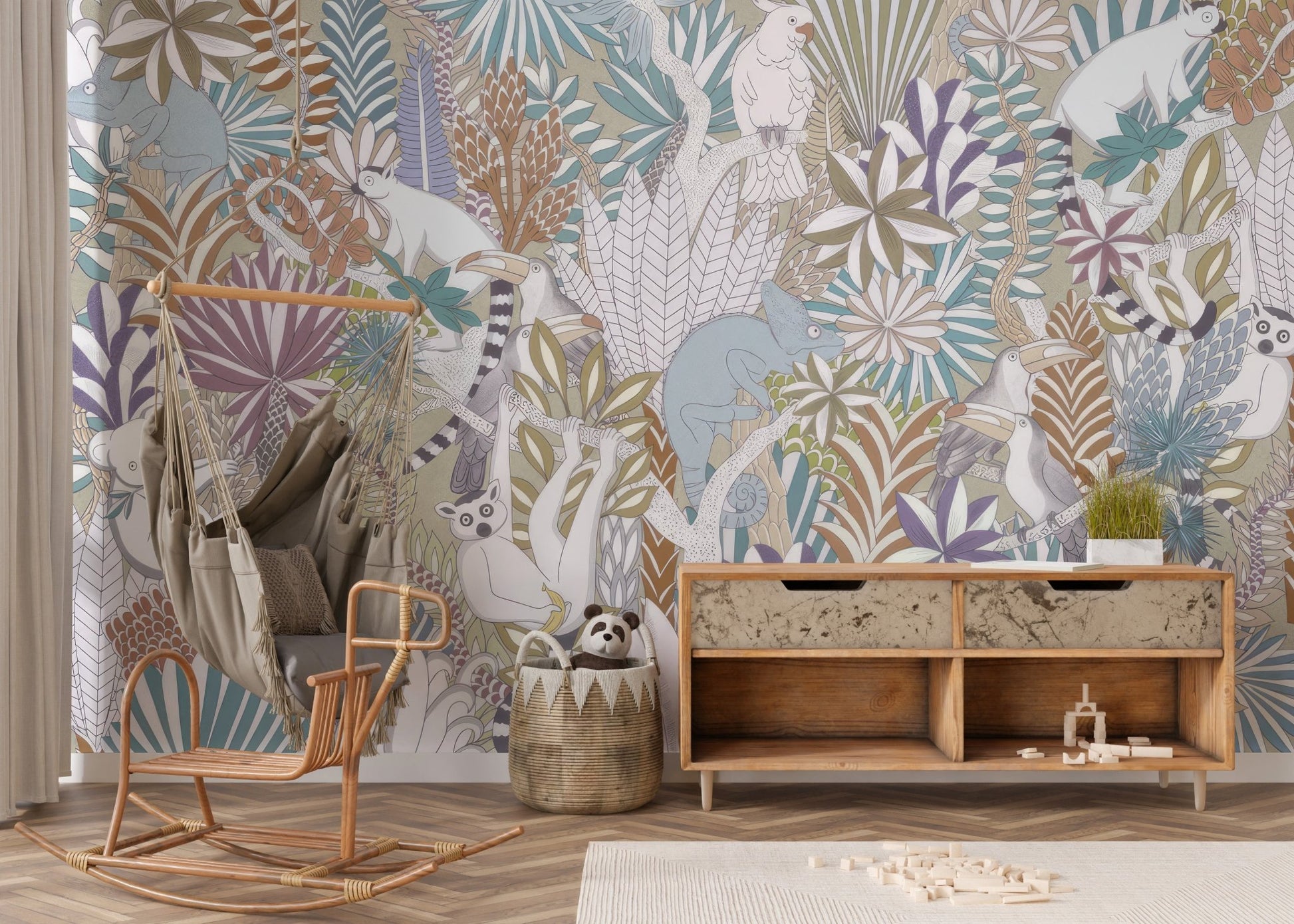 Tropical Fauna Wallpaper Mural - Wallanza